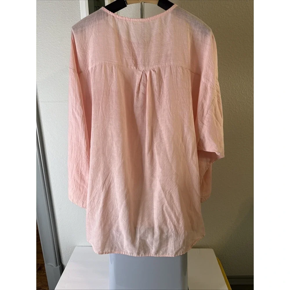 Women's Tunic Linen Button Down Blouse Plus Size 4XL - Picture 2 of 5